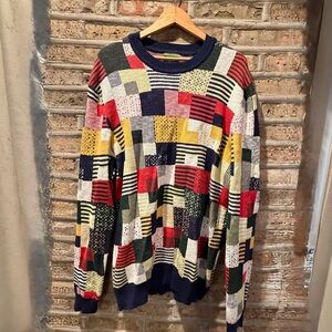 Patchwork Crewneck Sweater for Men